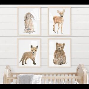 Woodland Animal Nursery Wall Art Set